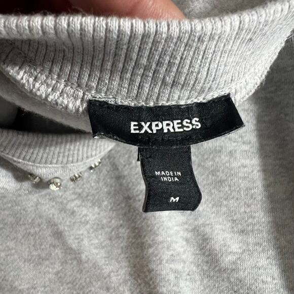 Express Women’s Embellished Crew Neck, Size M, Puff Sleeve Sweatshirt - Picture 7 of 9